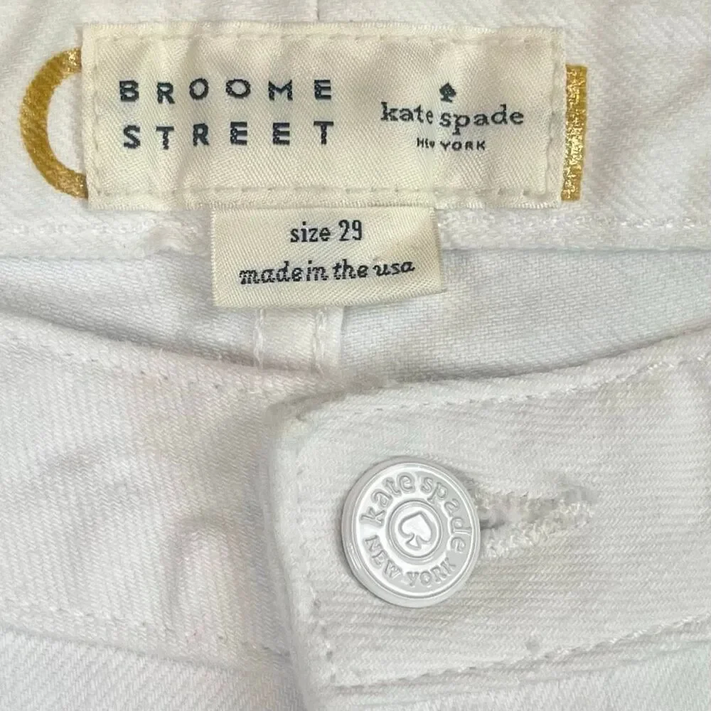 Kate Spade Broome Street White Mid Rise Straight Leg Jeans 29